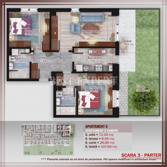 3 Camere Direct Dezvoltator Incalzire Pardoseala cu Parcare Inclusa/ Credit 15%  - 4