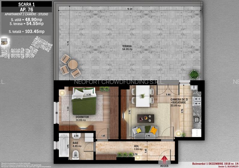 Neofort 50 Titan Apartament langa metrou cu terasa superba - 1