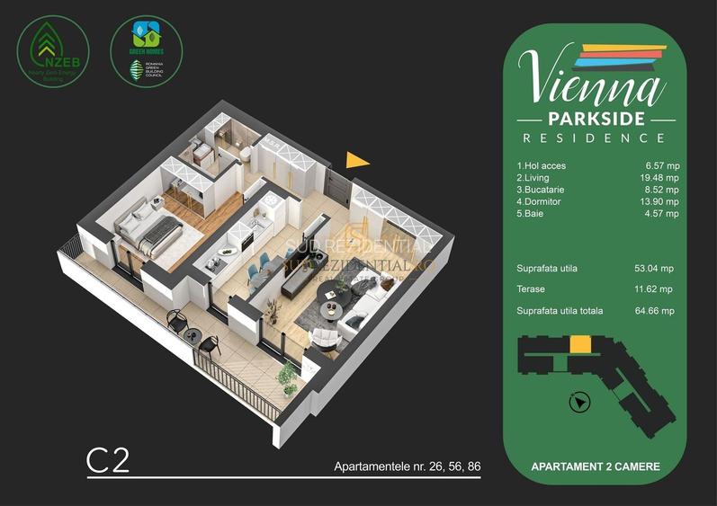 Comision 0! Apartament decomandat cu 2 camere, zona Parc Tudor Arghezi - 1