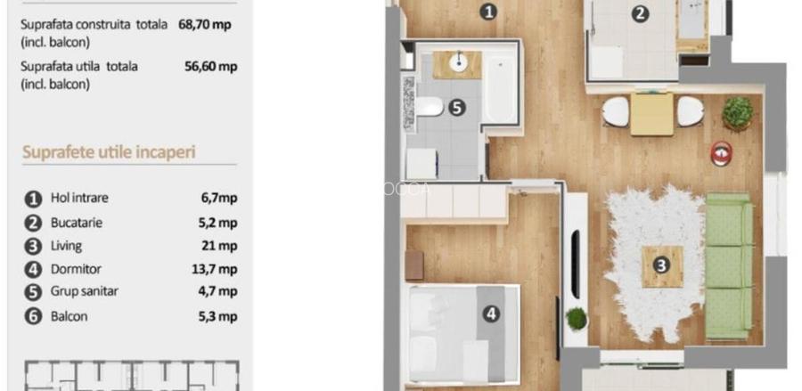 Confort urban: 2 camere cu balcon si parcare subterana – Evocasa Optima - 8