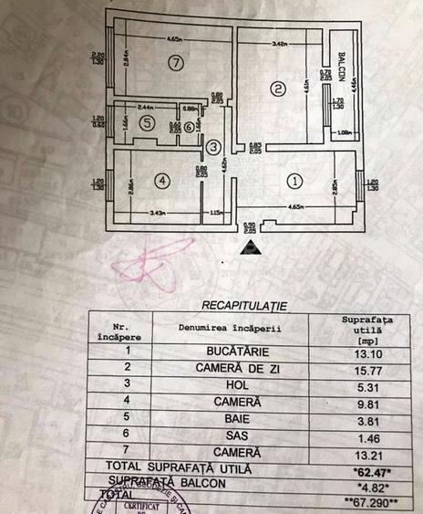Mobilat, Apartament 3 camere 68mp, Tatarasi, centrala termica