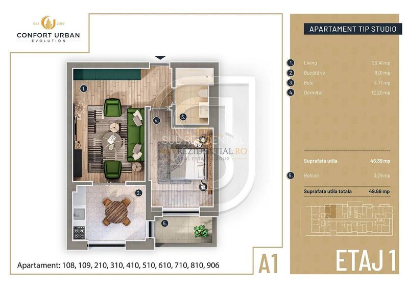 zona Rahova - Apartament modern cu 2 camere, tip studio de vanzare - 1