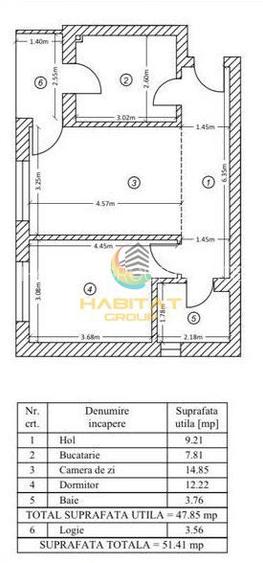Pallady 2 camere decomandat 52 mp ACTE GATA DE MUTARE - 2