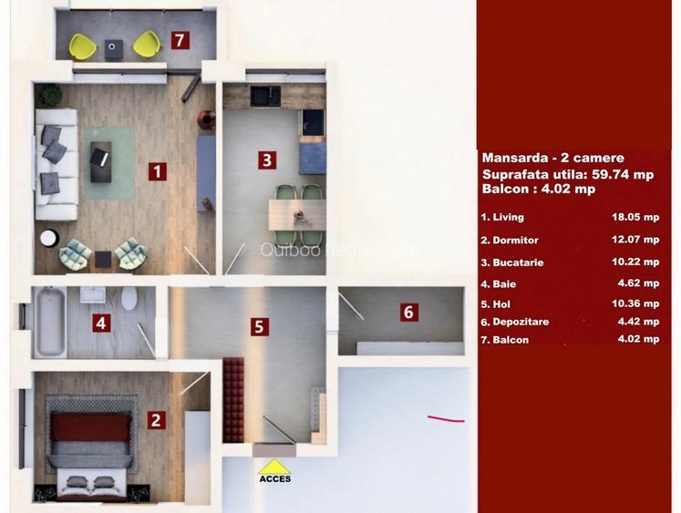 Apartament 2 camere | Subcetate City 2  | 60 mp utili | Încălzire în pardoseală - 1