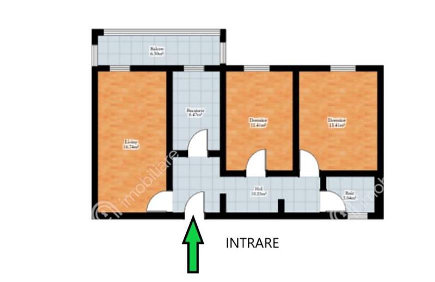 Apartament 3 camere decomandate balcon zona Mihai Viteazu Sibiu