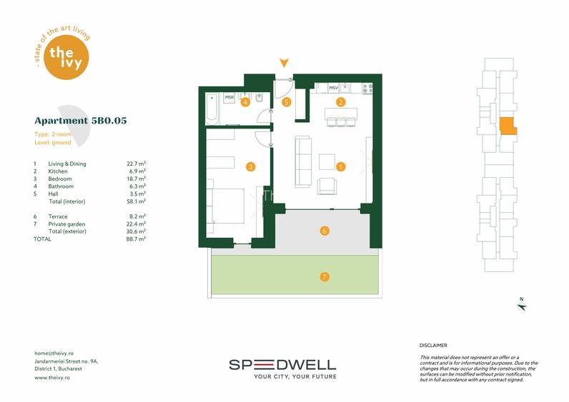 2 camere in Baneasa 59.4 mp + 39.2 mp terasă & grădină - 1