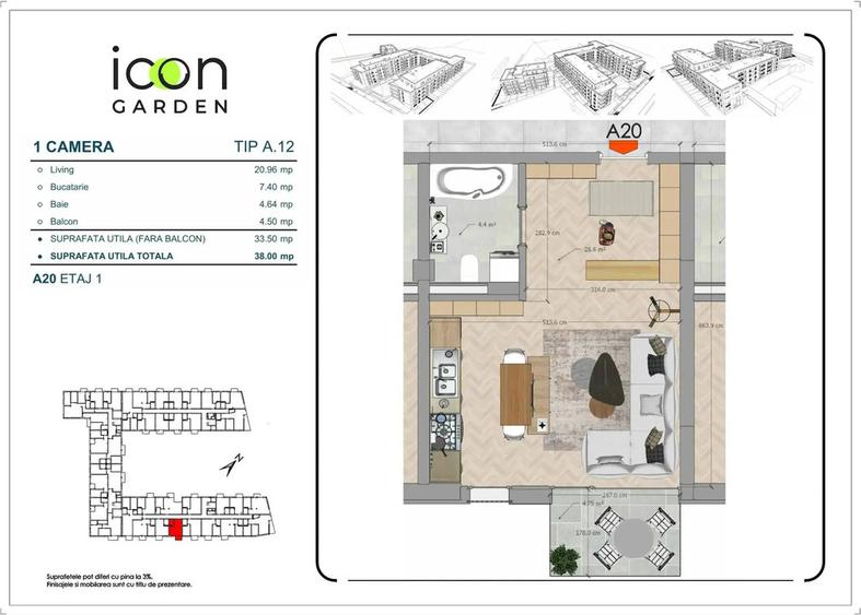 Garsonieră de vânzare - ICON Garden, te muți imediat