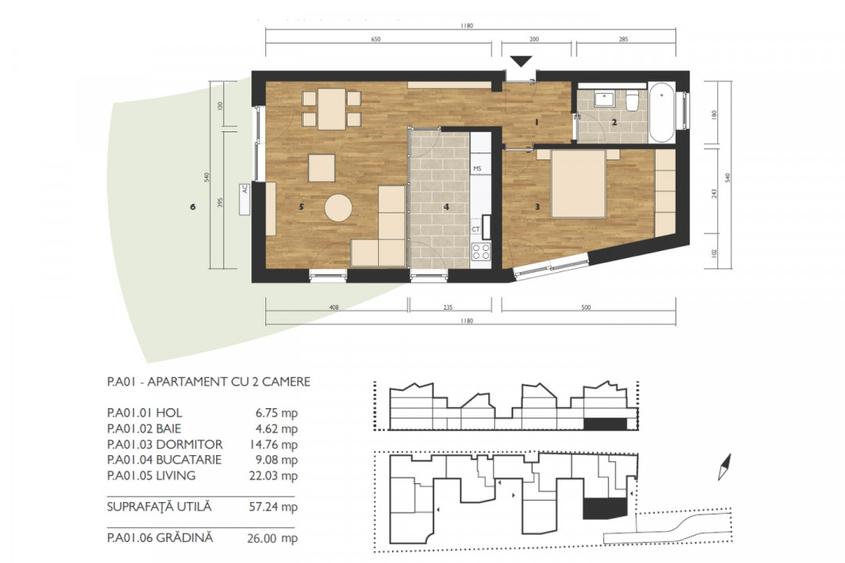 Apartament 2 camere la parter, cu grădină în ansamblul rezidențial M99