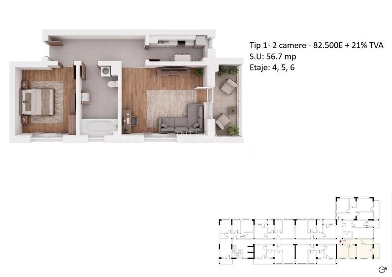 Apartamente 2 camere PLATINUM RESIDENCE Faza 3 - 2026 - Grand Arena - 7