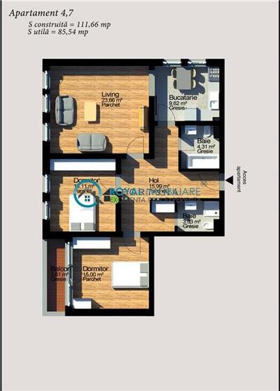 Royal Imobiliare - Vanzare apartament 3 camere zona Albert