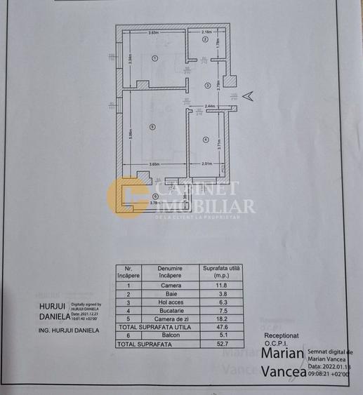 2 camere 54mp - etaj 8/10 - mobilat - loc parcare subteran - 2022 - INTABULAT