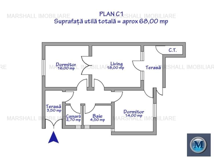 Casa cu 3 camere de vanzare, zona Republicii, 68 mp #16560