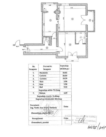 Apartament 2 camere  foarte spatios-77 m.p.-view liber - 14