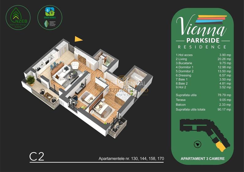 Direct Dezvoltator - 3 camere, dressing, terasa + balcon, Metalurgiei - 1