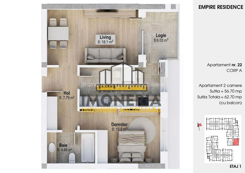 Empire Residence Tornadei 2 – Comision 0% – 2 camere spatioase, imobil premium - 21