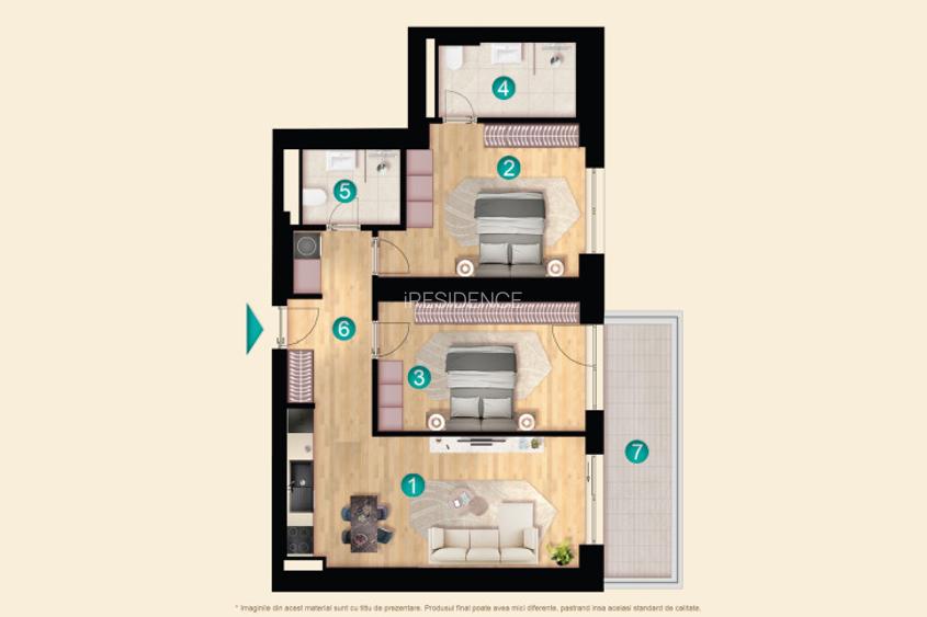 Apartament 3 Camere - Soseaua Pipera 14A - Langa Pipera Plaza - Tipologia 3P - 1