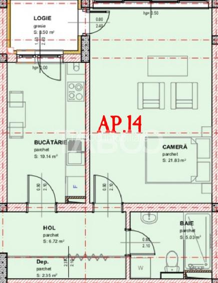 Garsoniera de vanzare decomandata 47 mpu loc de parcare logi Selimbar - 1