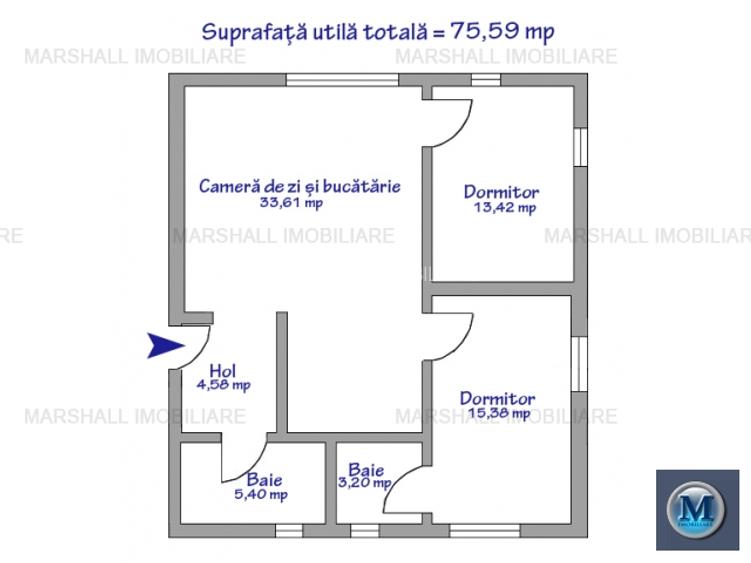 Apartament 3 camere de vanzare, zona Sud, 75.59 mp #15006 - 11