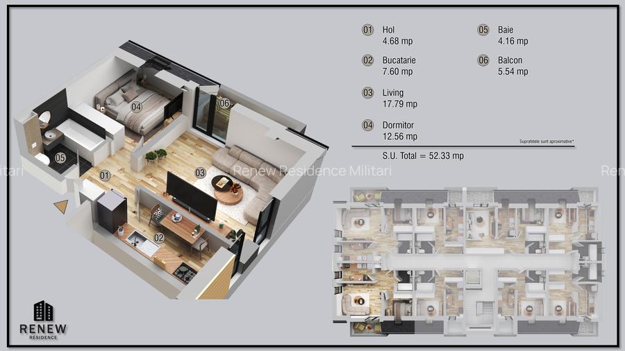 Apartament cu 2 camere Renew Residence Militari - 3