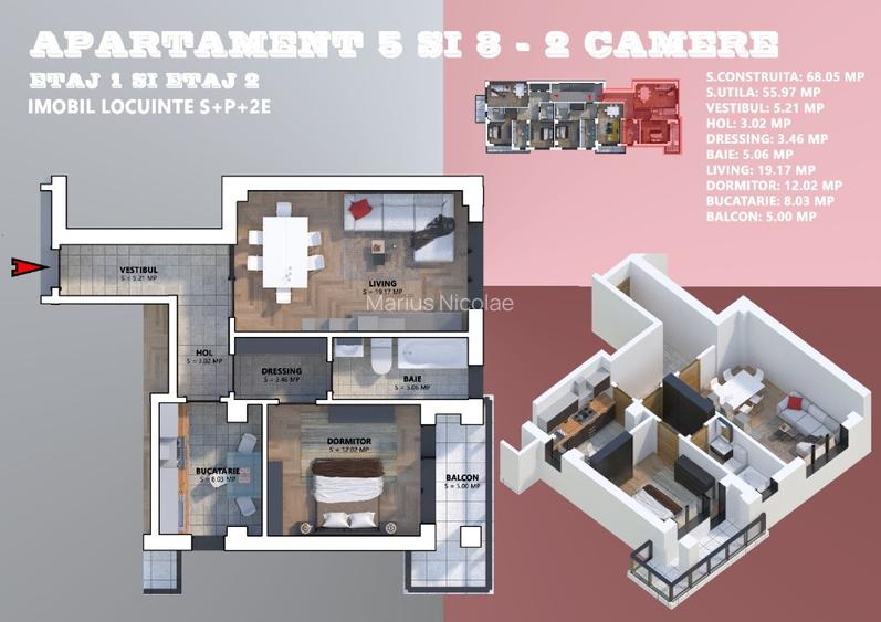 Apartament 2 camere,Bloc nou,1 Mai,Piata Chiibrit - 8