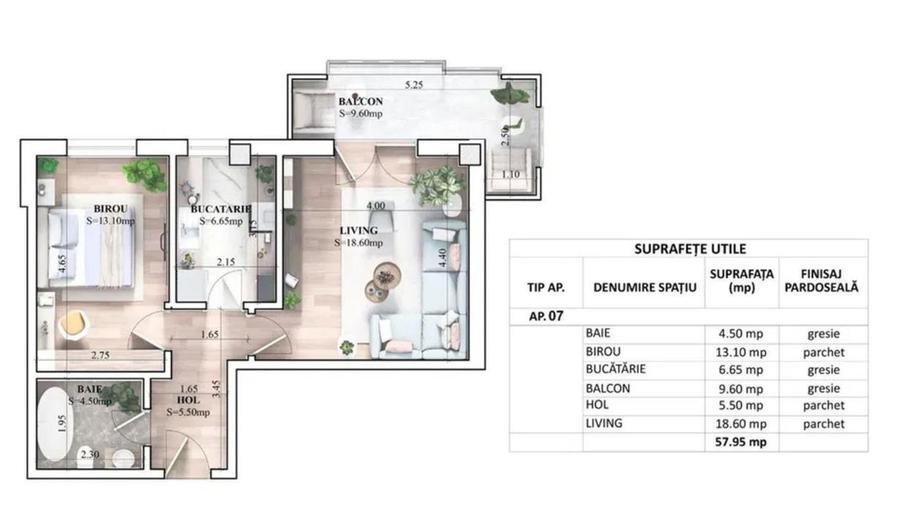 Apartament 2 camere, tip 2, disponibil pe etajul 1 si 2 - Galata - ESQ Village 3