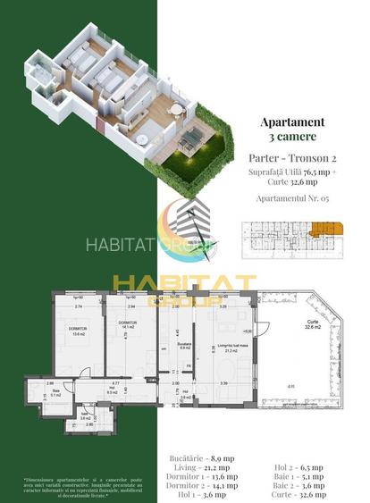 Pallady 3 camere 77 mp + curte 33 mp in bloc tip Boutique - 2