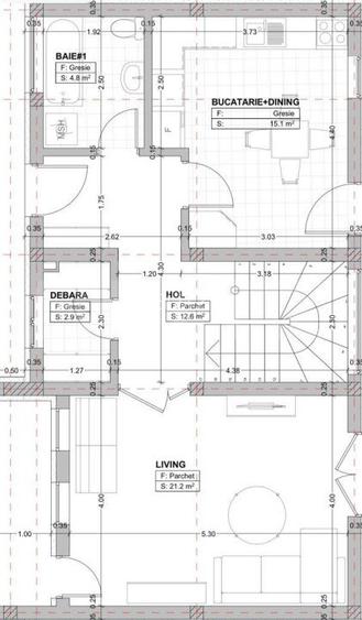 Casa cuplata, 4 camere, 110mp, teren 130mp, complex de case, zona Terra  - 2