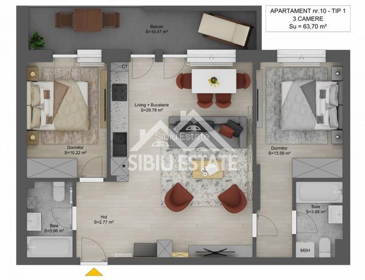 Apartament 3 camere de vânzare – Shopping City Sibiu - 2