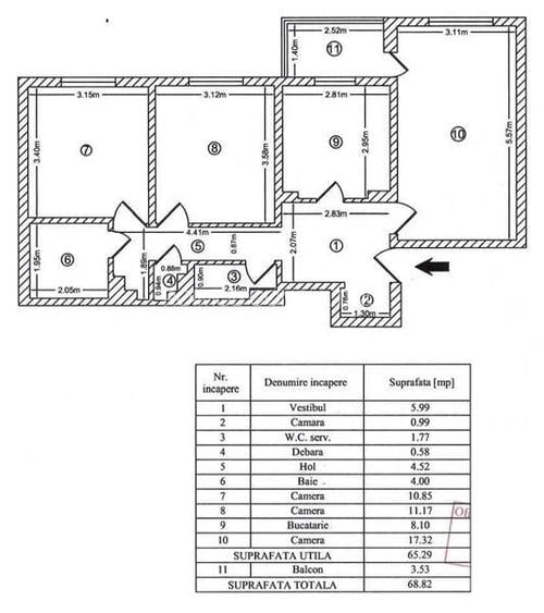 Apartament 3 camere decomandat, construit in anul 1982, zona B-dul Chisinau - 7