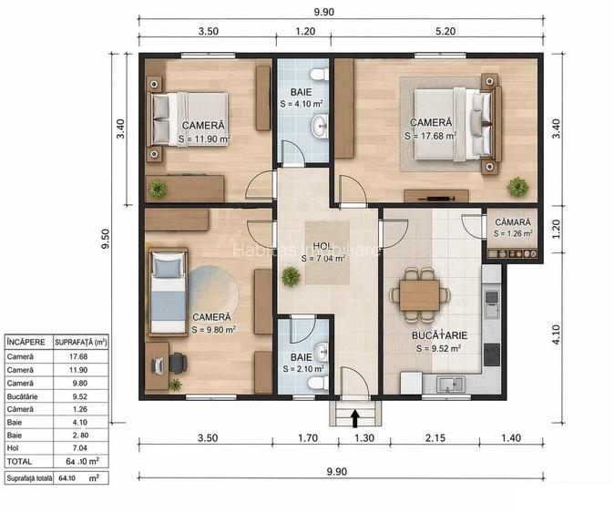 Apartament 3 camere decomandat, Aleea Brates - 6