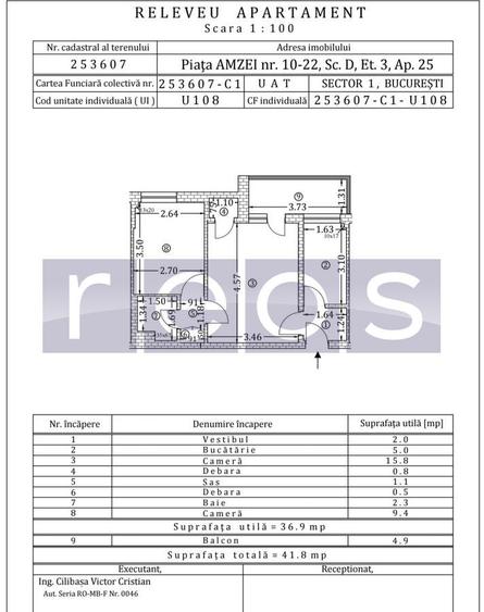 APARTAMENT 2 CAMERE 42MP PIATA AMZEI VICTORIEI ROMANA RENOVAT COMPLET FARA RISK - 8
