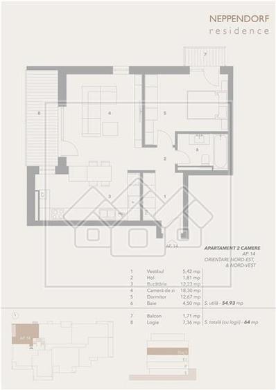 Apartament 2 camere, terasa mare, bloc nou, zona buna