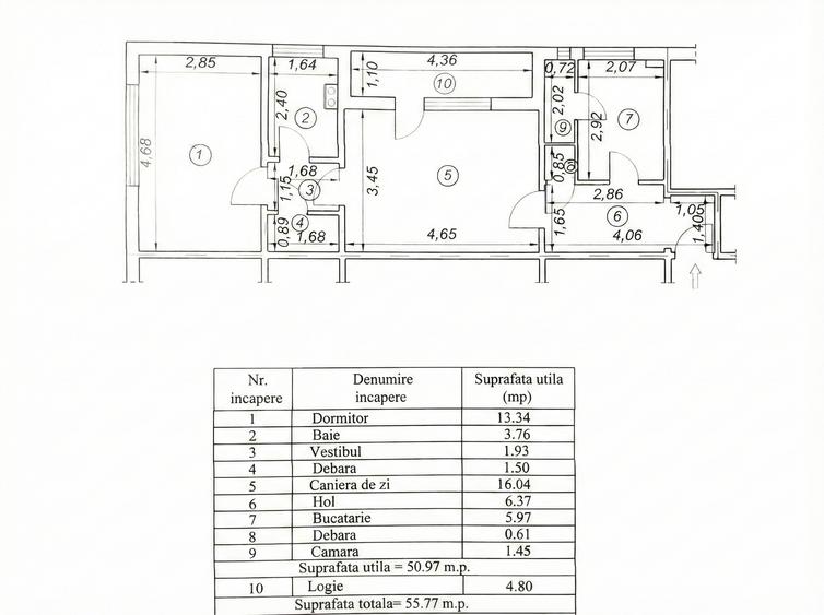 REZERVAT - Vânzare apartament 2 camere zona Nord, etaj 2, 55mp, bloc din beton - 1