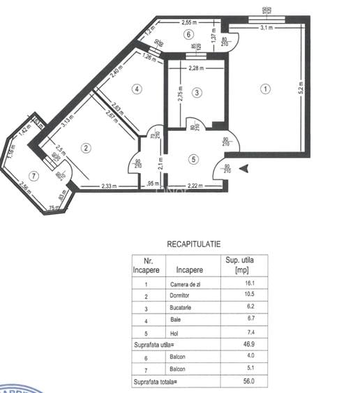 Apartament 2 camere, 2 balcoane, baie cu geam | ETAJUL 1 | bloc 1982 - 10