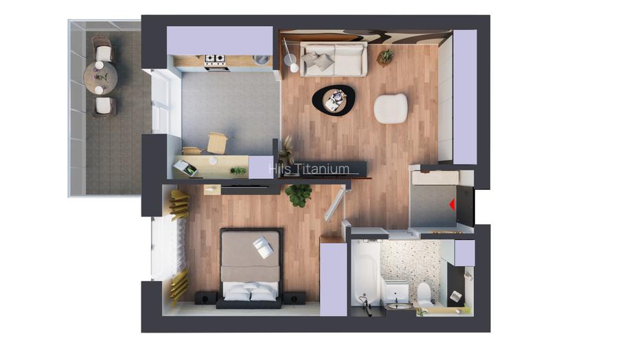 Apartament 2 camere 2B | HILS Titanium | Ansamblu rezidential nou - 3