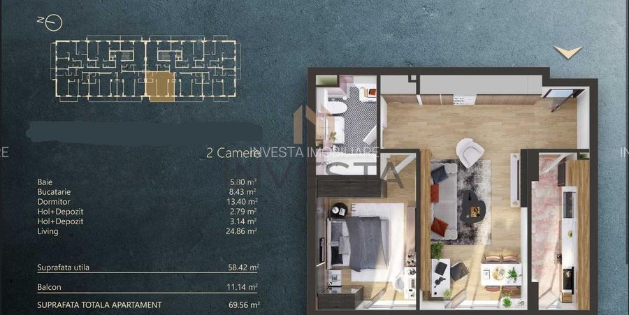 Apartament 2 camere semi-finisat Elite City, etaj Intermedar! - 3