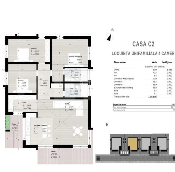 Casă individuală în Sânpetru 4 camere, tavane 3 m, geamuri mari, 465 mp,215.000E - 2