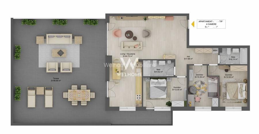 Penthouse deosebit finisat La Cheie, zona Shopping City Sibiu - 1