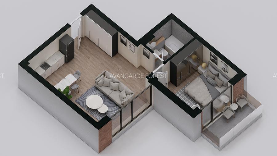 Apartament 2 Camere | 3m Înălțime | Ferestre Floor-to-Ceiling - AVANGARDE FOREST - 16