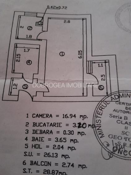 ORAS ISACCEA  - GARSONIERA CONFORT 1, SUPRAFATA 28,87 MP, ETAJ 3 - 2