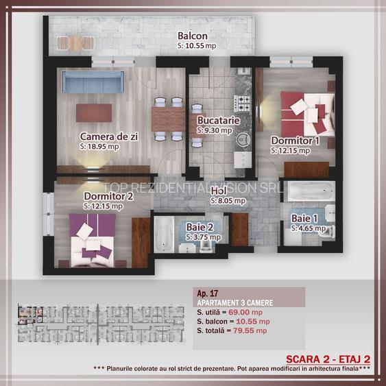 AP. 3CAM+LOC DE PARCARE INCLUS, BLOC P+3 / PROIECT IN CONSTRUCTIE! - 2