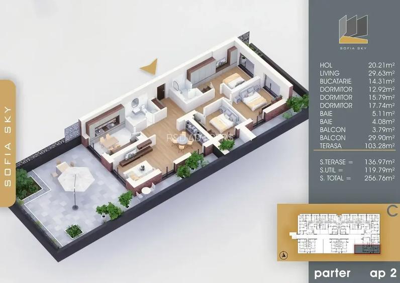 4 camere parter cu terasă spectaculoasă 137 mp - 6