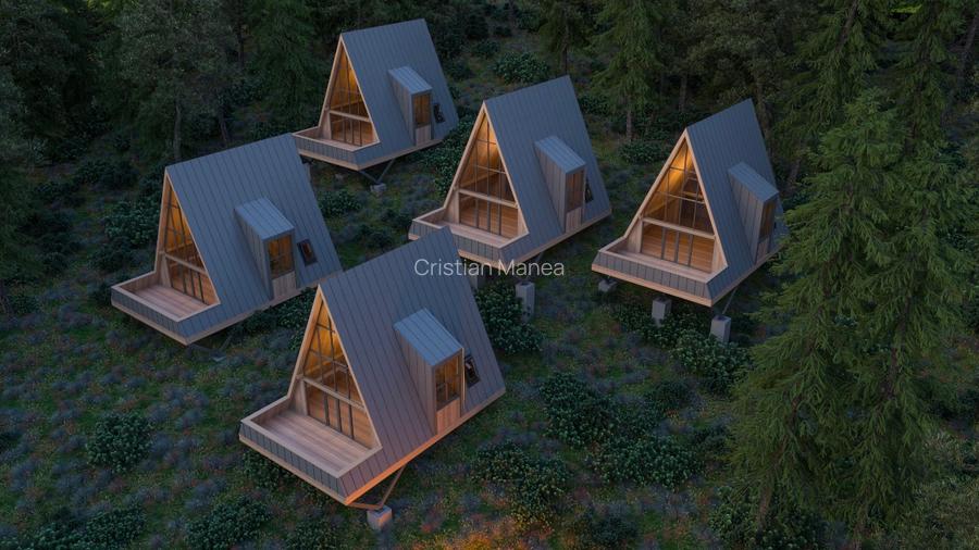Complex A-Frame – 2 cabane construite + 3 în proiect (AC) -  suprafata 2157 mp - 3