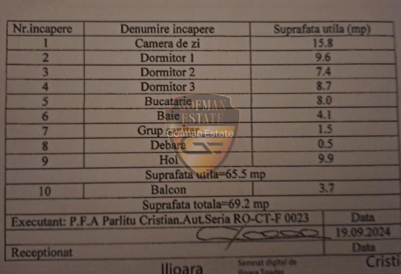 4 camere, Inel 2, etaj 3 / 4, decomandat, balcon 3.7 mp, gaze la usa, 69.2 mp - 7