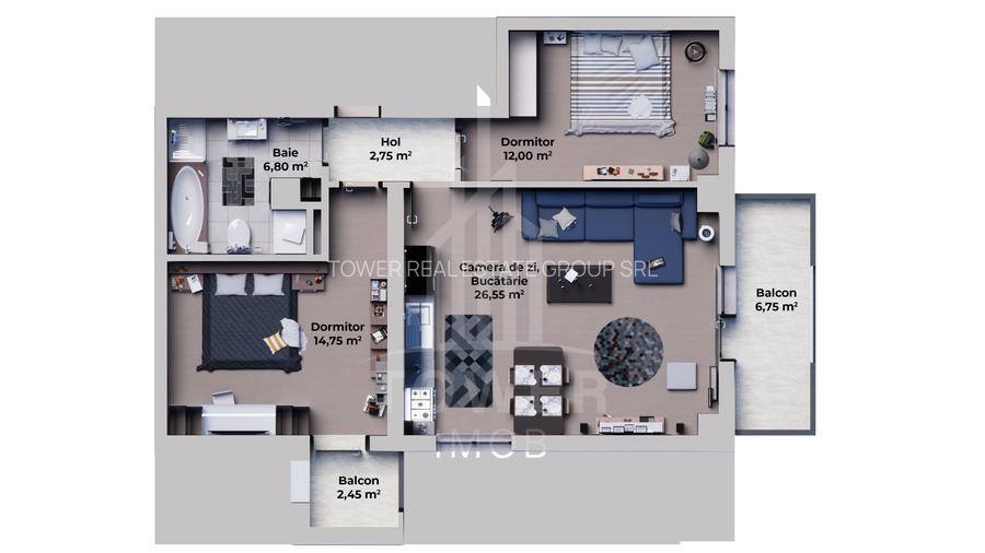 Apartament rezidențial NOU 3 camere - 7