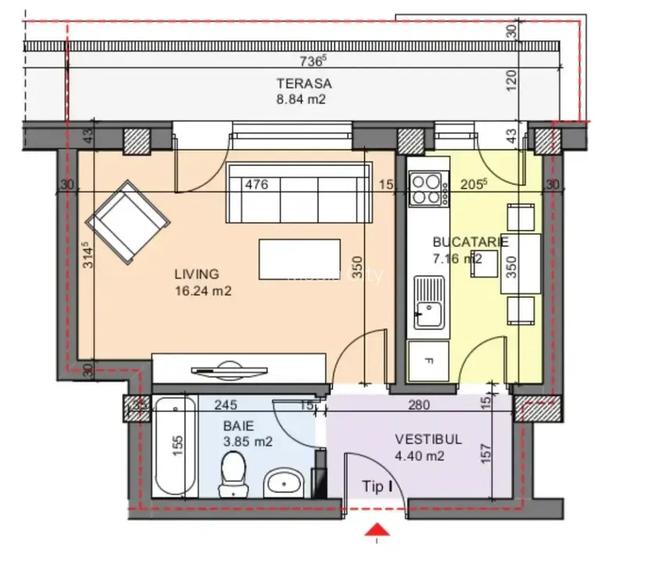 Garsoniera spatioasă de închiriat în zona Grand Arena - 15