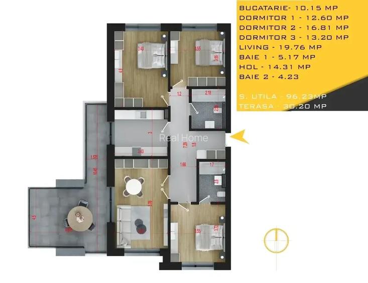 Premium | 4 camere  | Titan - Pallady | terasa | bucatarie mare - 3