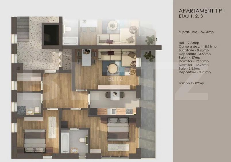  Apartament 3 camere, finisaje premium , Tractorul  - 4