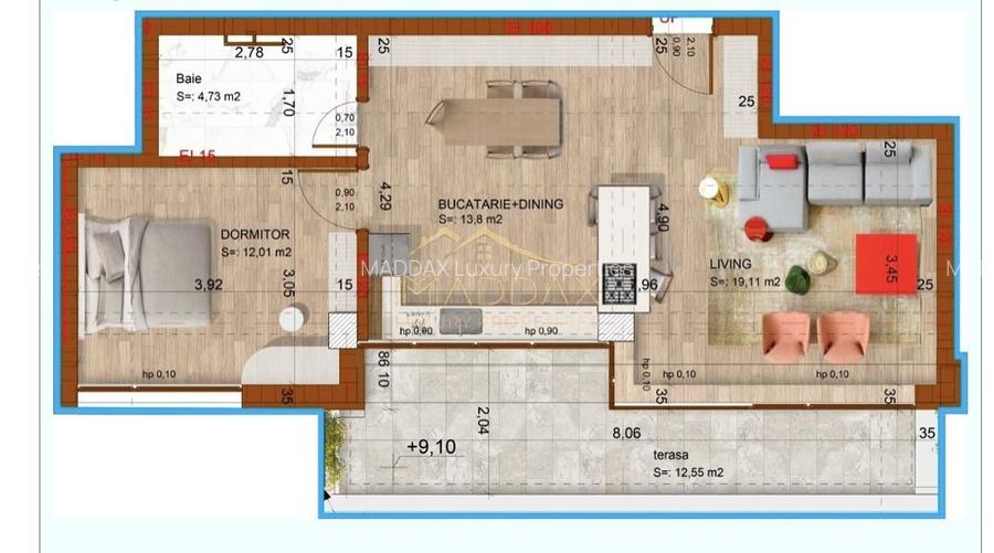 Apartament 2 Camere**TERASA**Bloc boutique***NOU// DOMENII - 27