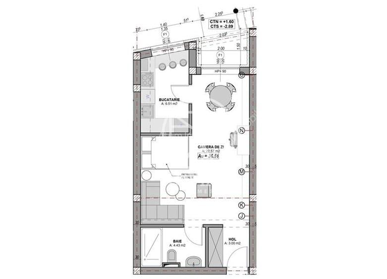 Garsoniera 36 mp cu balcon si parcare finisata la alb zona Turnisor - 4